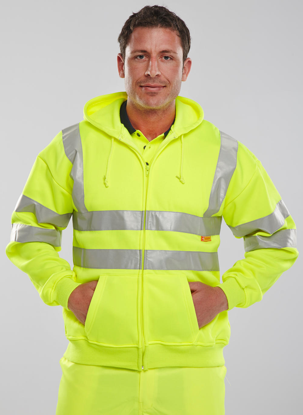 Beeswift Essential Hi-Vis Zipped Hoodie Saturn Yellow