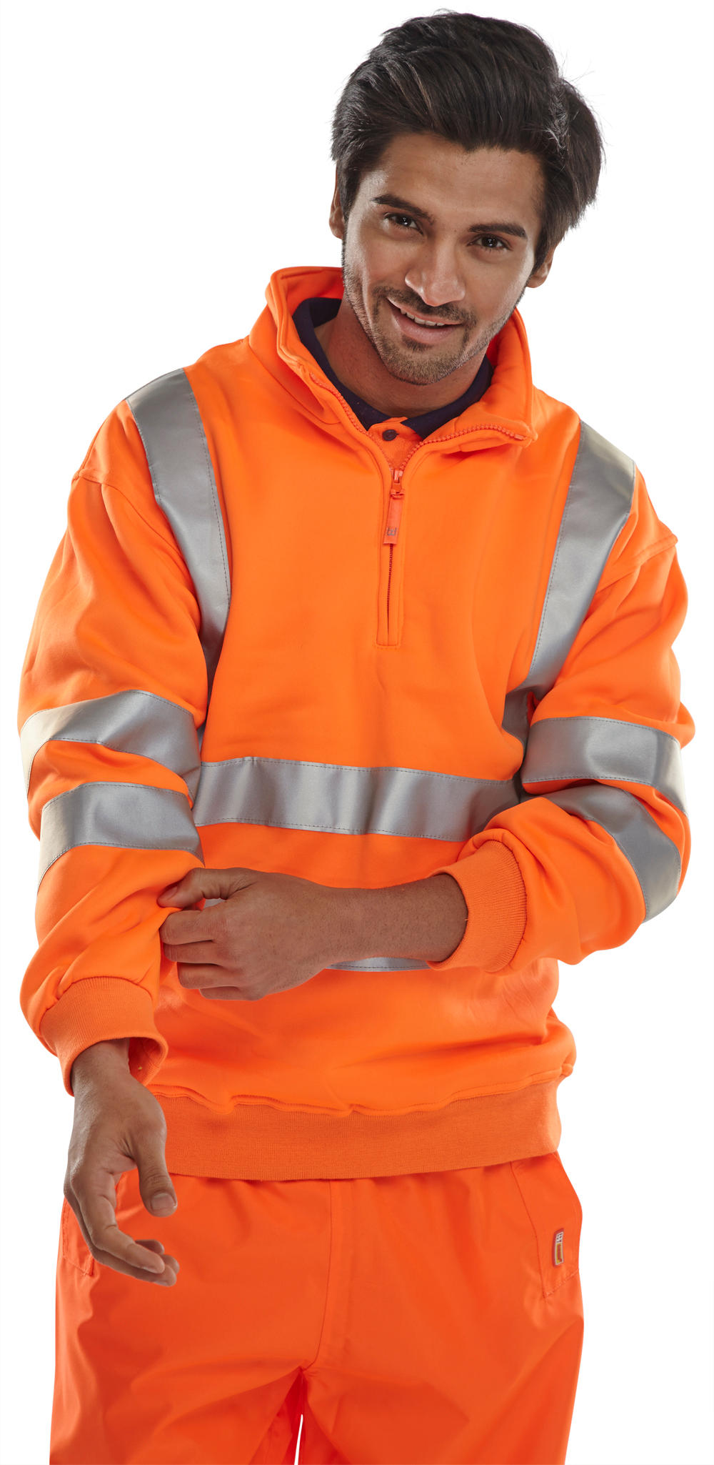 Beeswift Essential Quarter Zip Sweatshirt Hi-Vis Jumper Orange