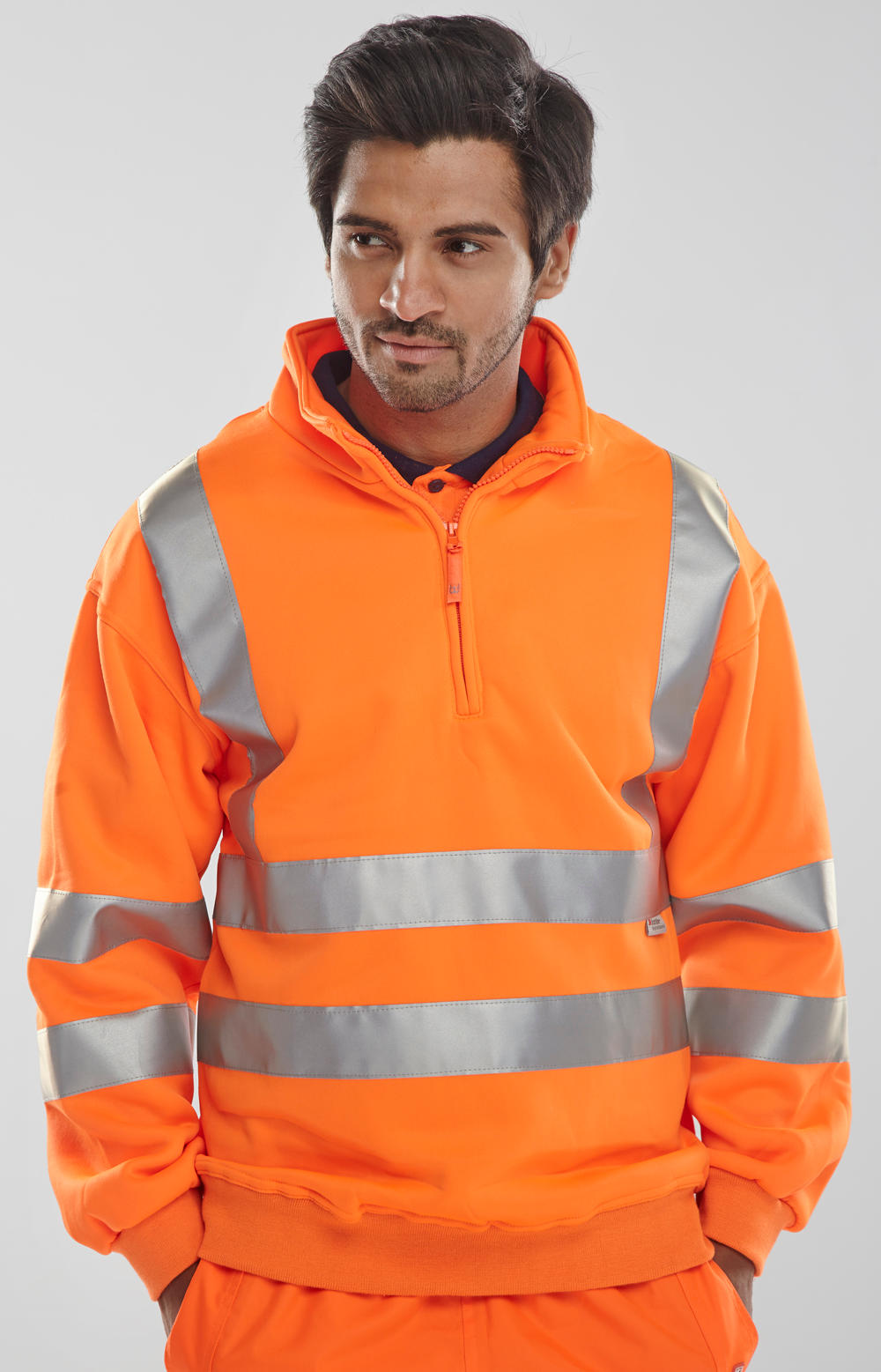 Beeswift Essential Quarter Zip Sweatshirt Hi-Vis Jumper Orange