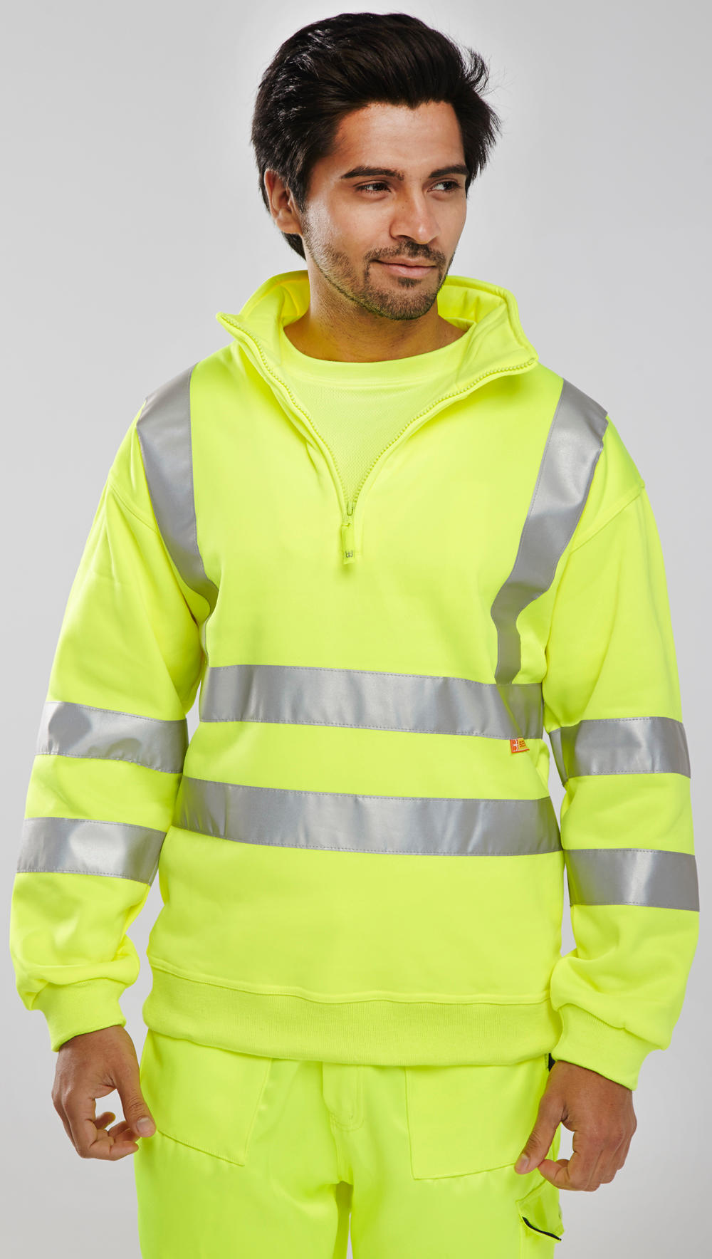 Beeswift Essential Quarter Zip Sweatshirt Hi-Vis Jumper Saturn Yellow