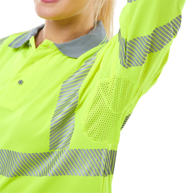 Beeswift Executive Hi-Vis Long Sleeve Polo Shirt Saturn Yellow