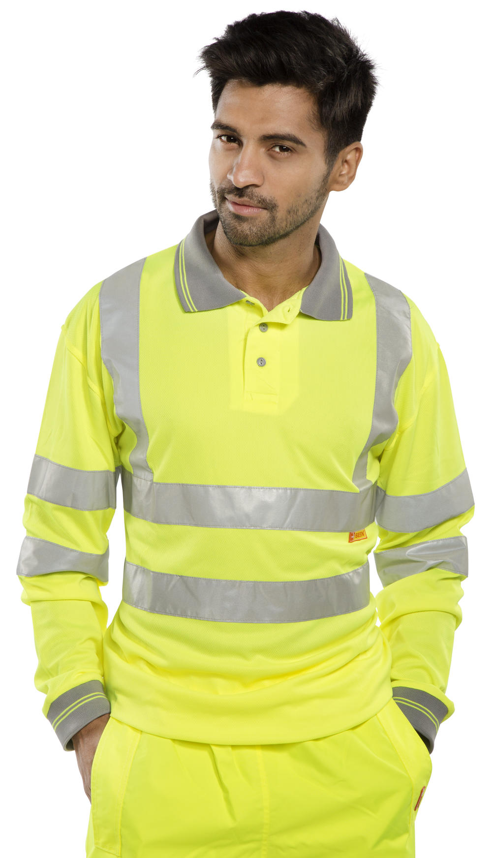 Beeswift Long Sleeve Hi-Vis Polo Shirt Saturn Yellow