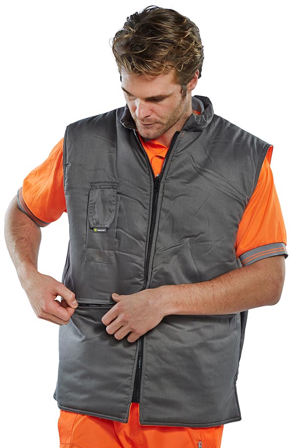 Beeswift Reversible Hi-Vis Interactive Bodywarmer Orange / Grey