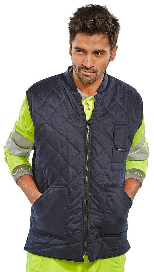 Beeswift Reversible Hi-Vis Interactive Bodywarmer Saturn Yellow / Navy