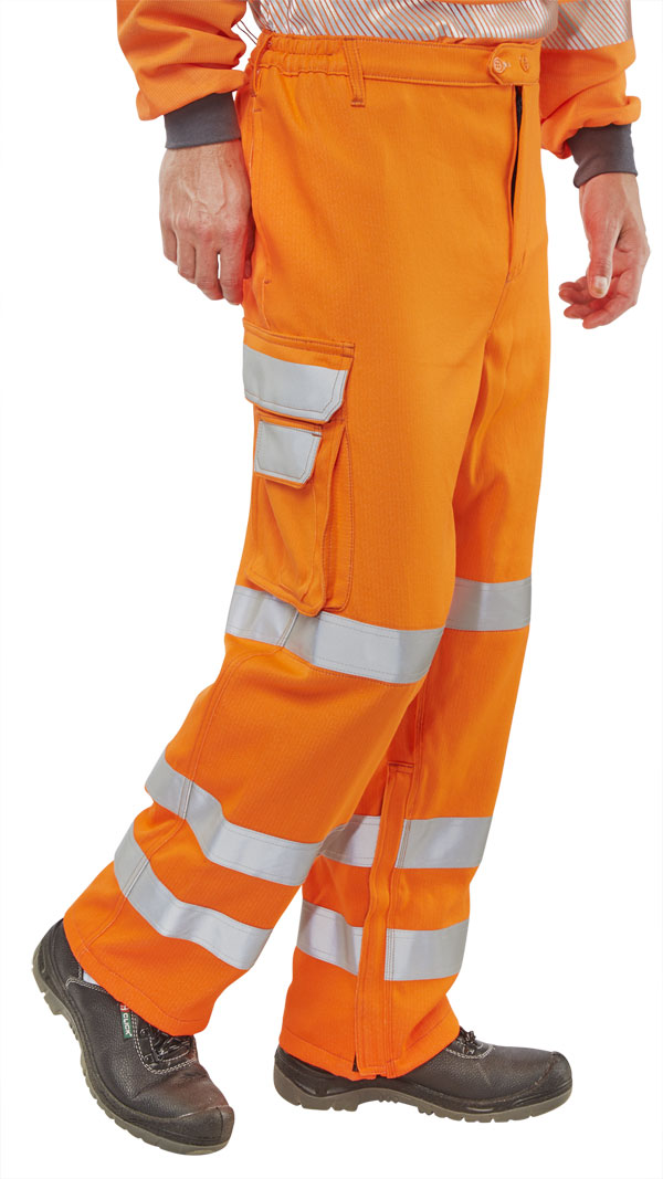 Beeswift Arc Compliant Hi-Vis Rail Spec Trousers Orange