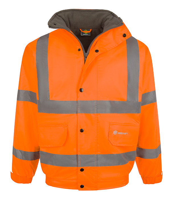Beeswift Hi-Vis Fleece Lined Bomber Jacket Orange