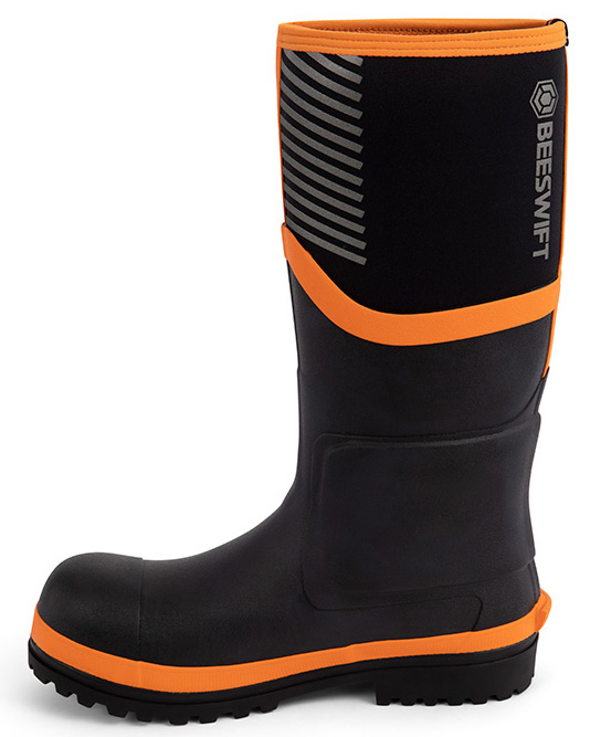 Neo Force Neoprene Fully Safety Wellington Black/Orange