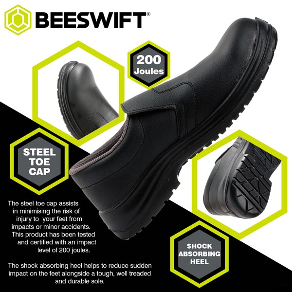 Beeswift Micro-Fibre Slip On Shoe S2 Black