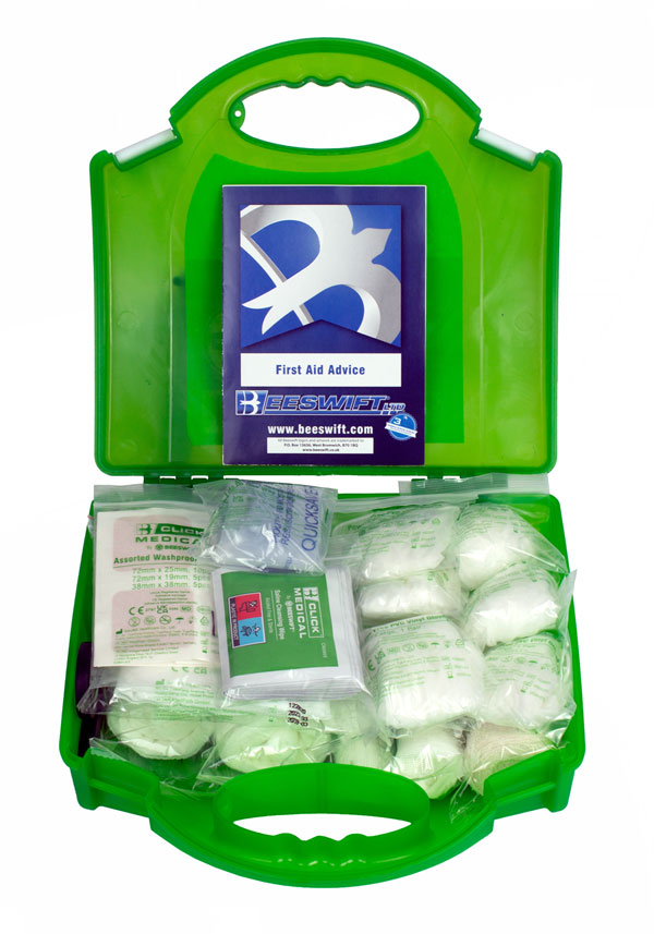 Click Medical 1-10 Hsa Irish First Aid Kit With Eyewash And Burn Dressings Green