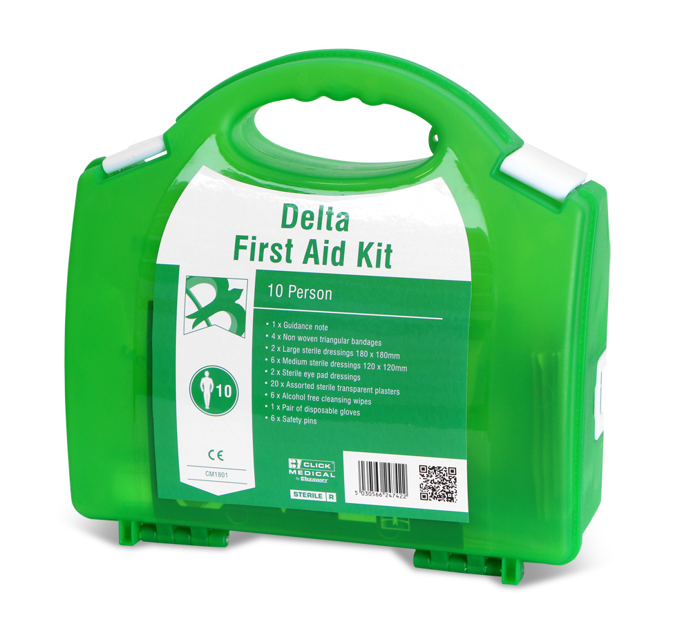 Click Medical Delta Hse 1-10 Person First Aid Kit Green