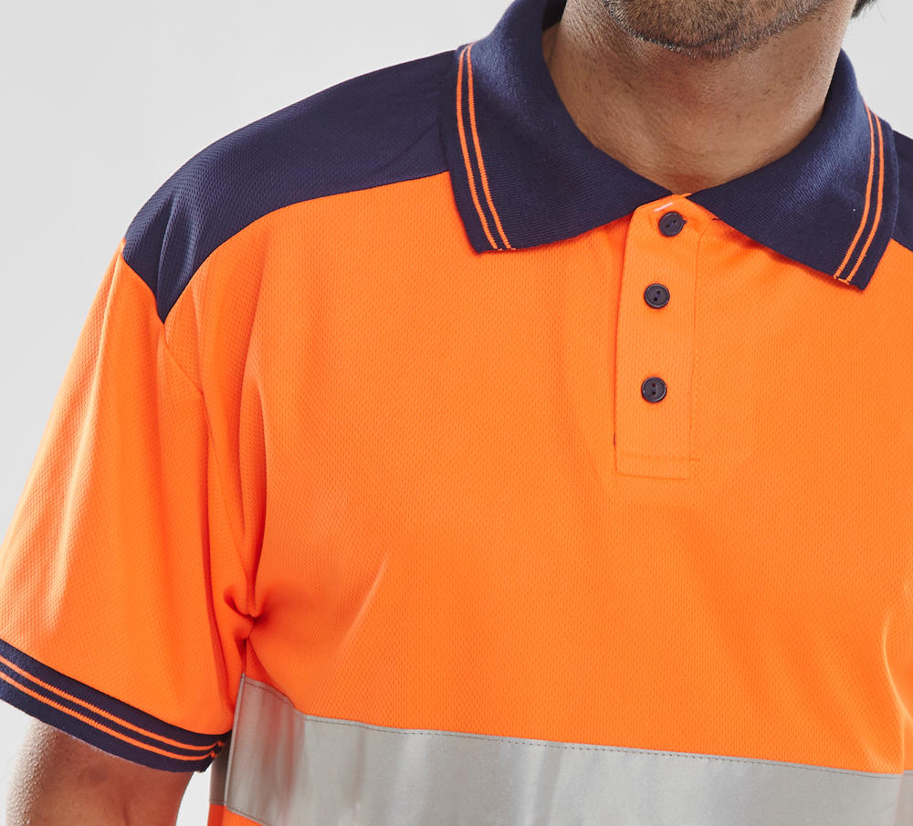 Beeswift Hi-Vis Two-Tone Polo Shirt Orange / Navy