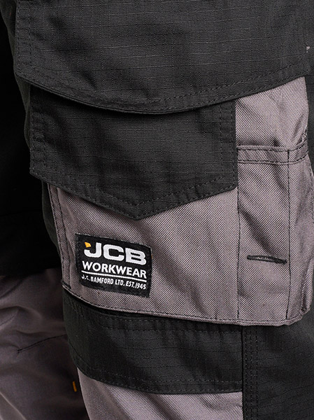Jcb Workwear Trade Rip Stop Trousers Black/Grey