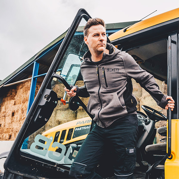 Jcb Workwear Trade Zip Thru Hoodie Grey