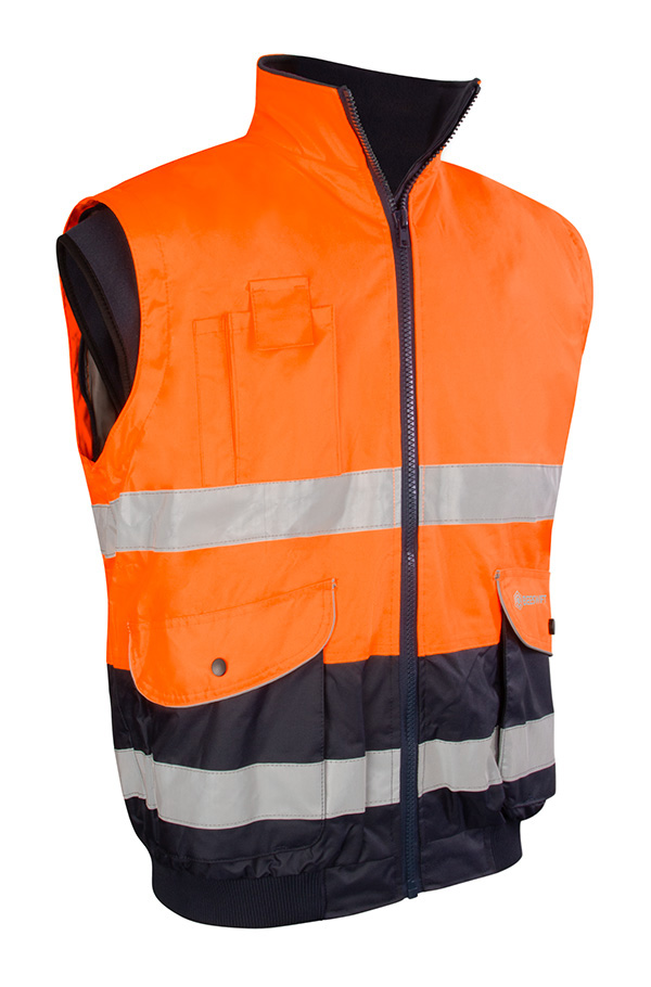 Beeswift Two-Tone Hi-Vis Europa Bomber Jacket Orange / Navy