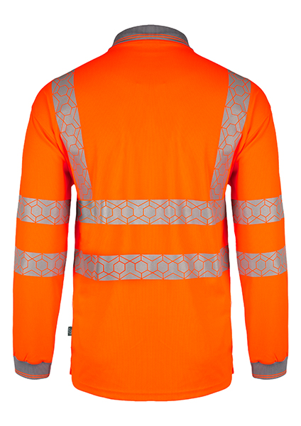 Beeswift Envirowear Hi-Vis Long Sleeve Recyclable Polo Shirt Orange