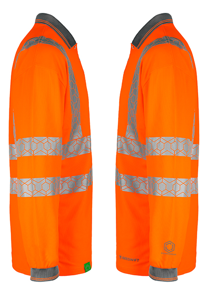 Beeswift Envirowear Hi-Vis Long Sleeve Recyclable Polo Shirt Orange