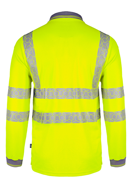 Beeswift Envirowear Hi-Vis Long Sleeve Recyclable Polo Shirt Saturn Yellow
