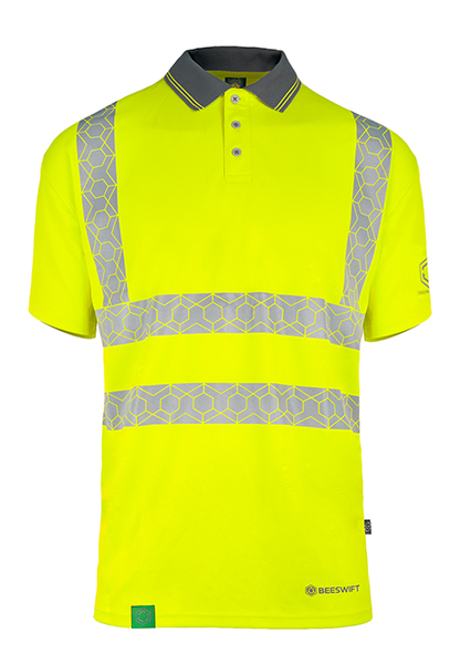 Beeswift Envirowear Hi-Vis Short Sleeve Recyclable Polo Shirt Saturn Yellow
