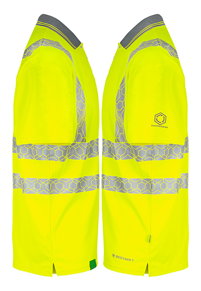 Beeswift Envirowear Hi-Vis Short Sleeve Recyclable Polo Shirt Saturn Yellow
