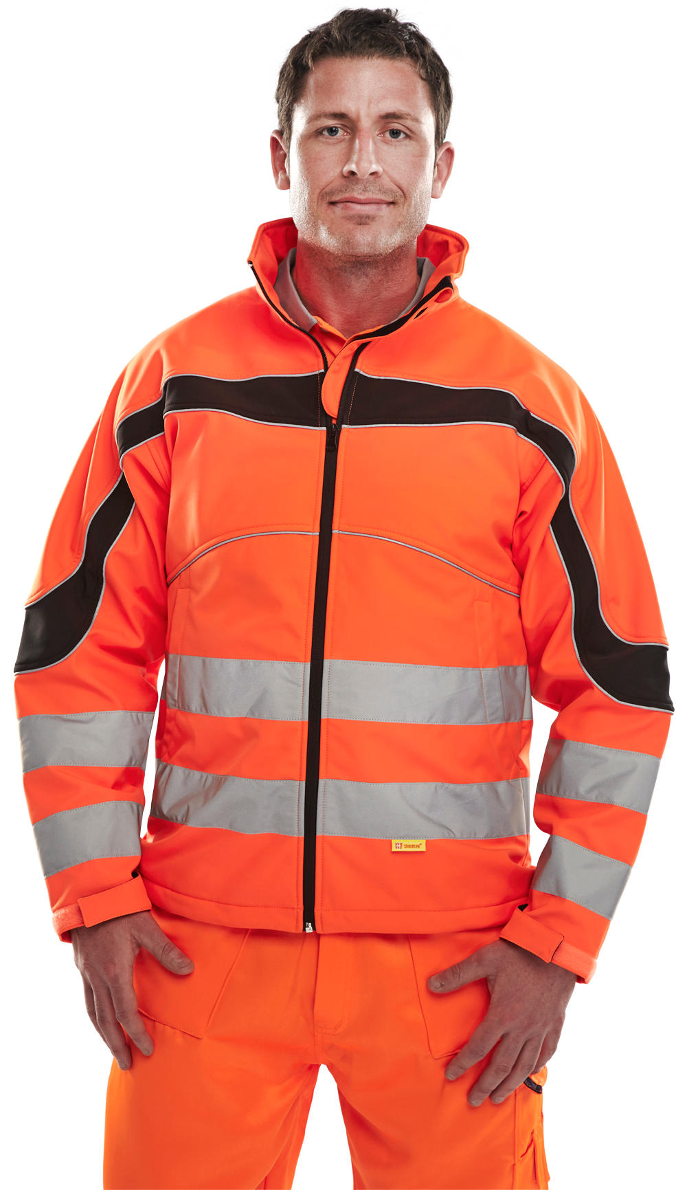 Beeswift Eton Hi-Vis Soft Shell Jacket Orange / Black