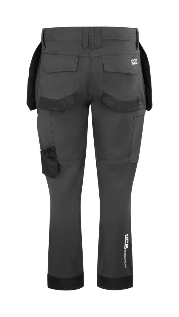 Jcb Workwear Ladies 4-Way Stretch Holster Pocket Trousers Dark Shadow