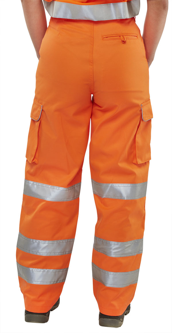 Beeswift Ladies Hi-Vis Rail Spec Trousers Orange