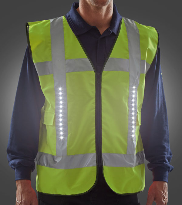 Light Vest Hi-Vis Led Light Up Basic Vest With Pockets Saturn Yellow