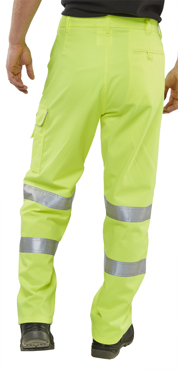 Beeswift Hi-Vis Poly Cotton Trousers Saturn Yellow