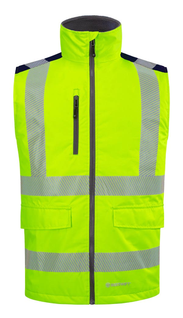 Mens Two-Tone Bodywarmer Saturn Yellow / Navy