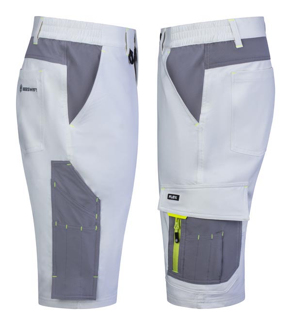 Beeswift Flex Workwear Shorts White/Grey