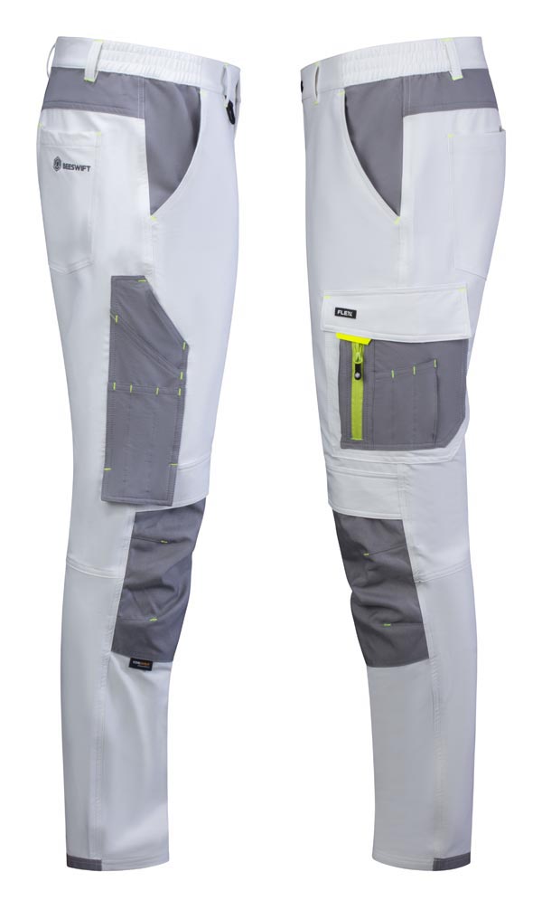 Beeswift Flex Workwear Trousers White/Grey