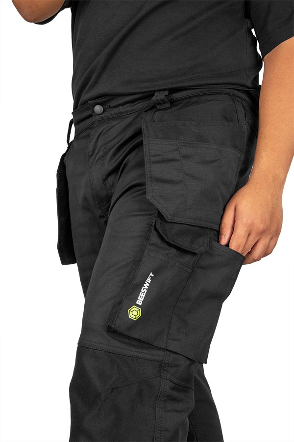 Beeswift Burgos Stretch Ripstop Holster Work Trousers Black