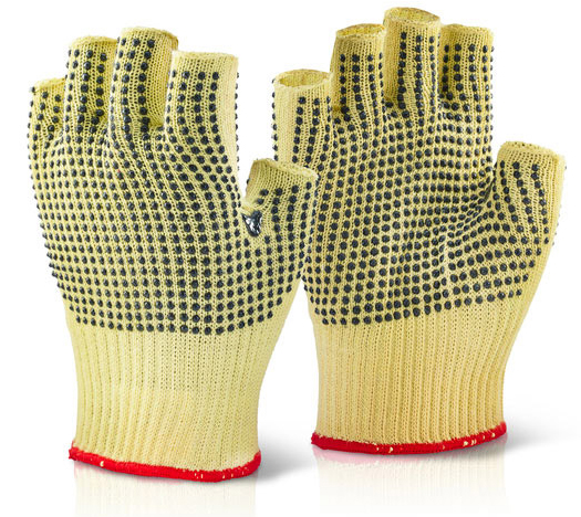 Beeswift Reinforced Fingerless Dotted Gloves Yellow