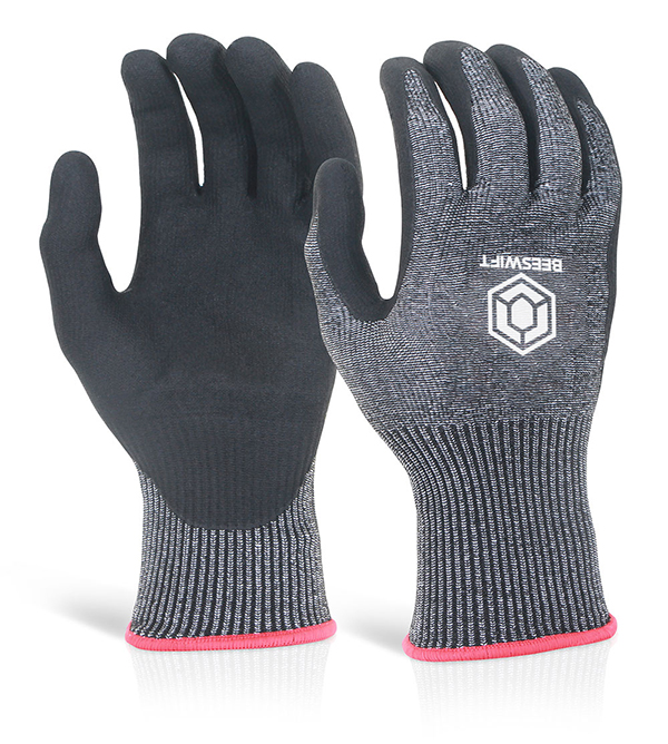 Beeswift Micro Foam Nitrile Cut Level 5 Gloves Black