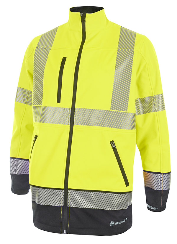 Beeswift Deltic Hi-Vis Two-Tone Soft Shell Jacket Saturn Yellow / Navy Beeswift Deltic Hi-Vis Two-Tone Soft Shell Jacket Saturn Yellow / Navy