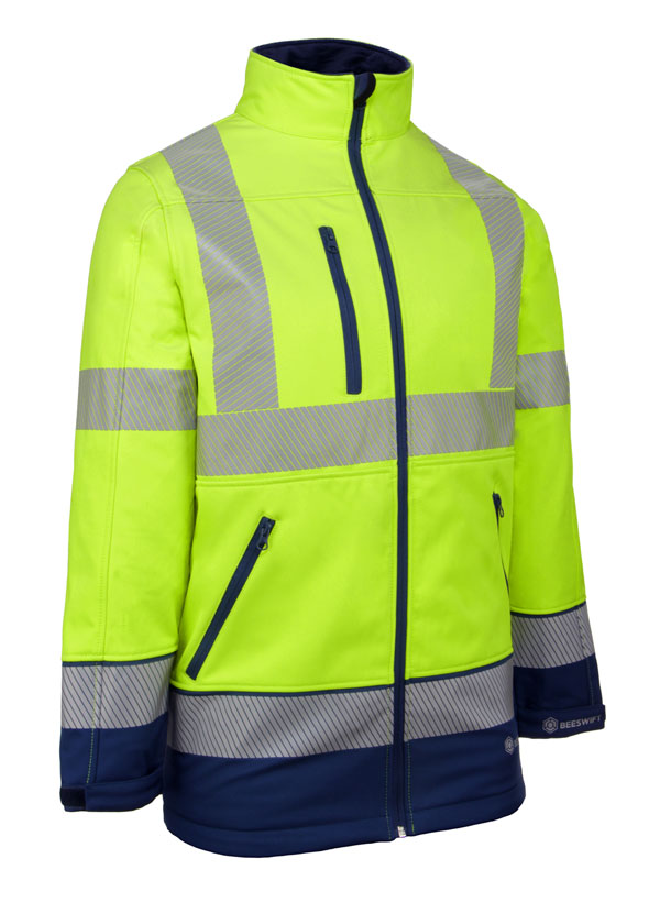Beeswift Deltic Hi-Vis Two-Tone Soft Shell Jacket Saturn Yellow / Royal