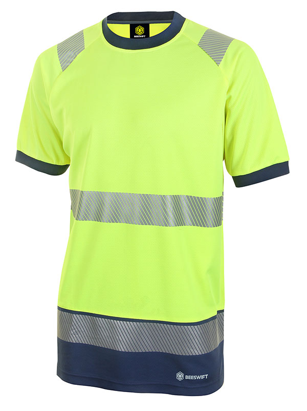Beeswift Deltic Hi-Vis Two-Tone Short Sleeve T-Shirt Saturn Yellow / Navy Beeswift Deltic Hi-Vis Two-Tone Short Sleeve T-Shirt Saturn Yellow / Navy