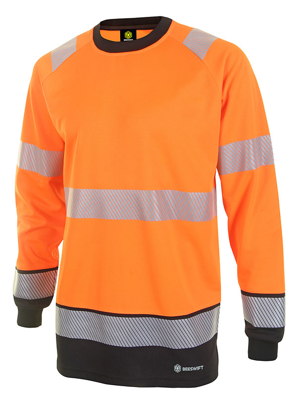 Beeswift Deltic Hi-Vis Two-Tone Long Sleeve T-Shirt Orange / Black Beeswift Deltic Hi-Vis Two-Tone Long Sleeve T-Shirt Orange / Black