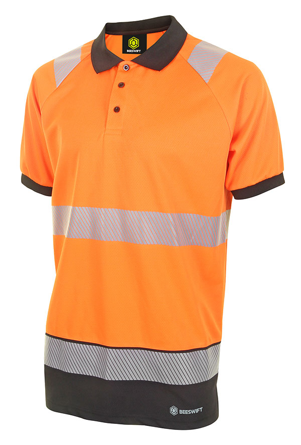 Beeswift Deltic Hi-Vis Two Tone Short Sleeve Polo Shirt Orange / Black Beeswift Deltic Hi-Vis Two Tone Short Sleeve Polo Shirt Orange / Black