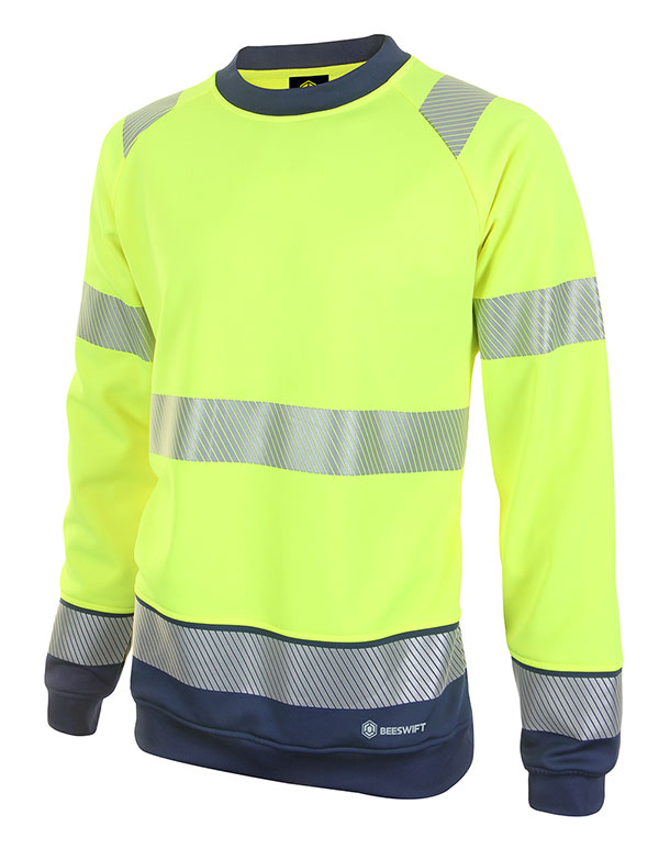 Beeswift Deltic Hi-Vis Two-Tone Sweatshirt Saturn Yellow / Navy
