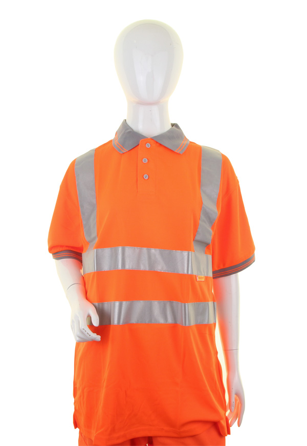 Beeswift Ladies Hi-Vis Short Sleeve Rail Spec Polo Shirt Orange Beeswift Ladies Hi-Vis Short Sleeve Rail Spec Polo Shirt Orange