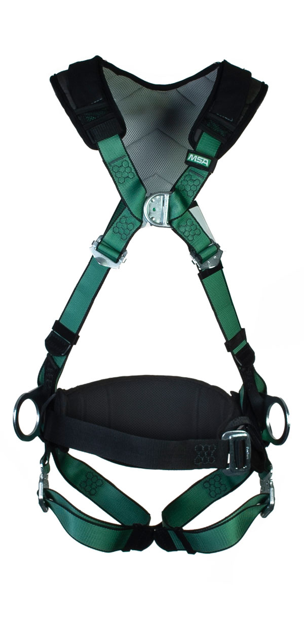Msa Xl V-Form Back/Chest/Hip D-Ring Bayonet Harness W/W Belt Green