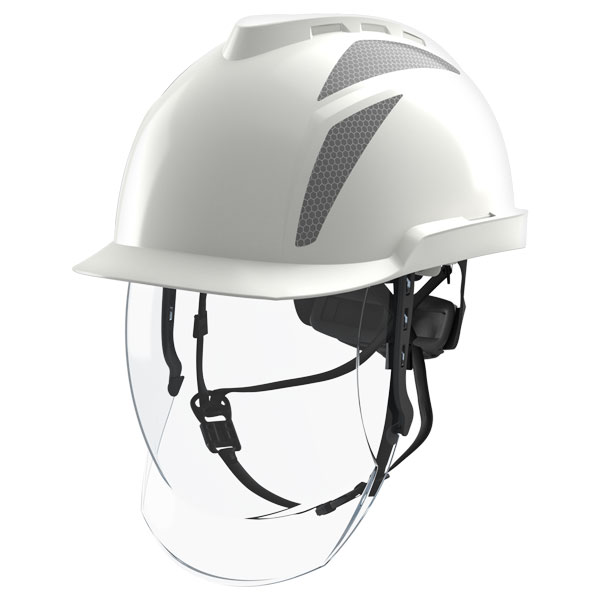 Msa V-Gard 950 Electrician Safety Helmet With Face Shield White/Grey