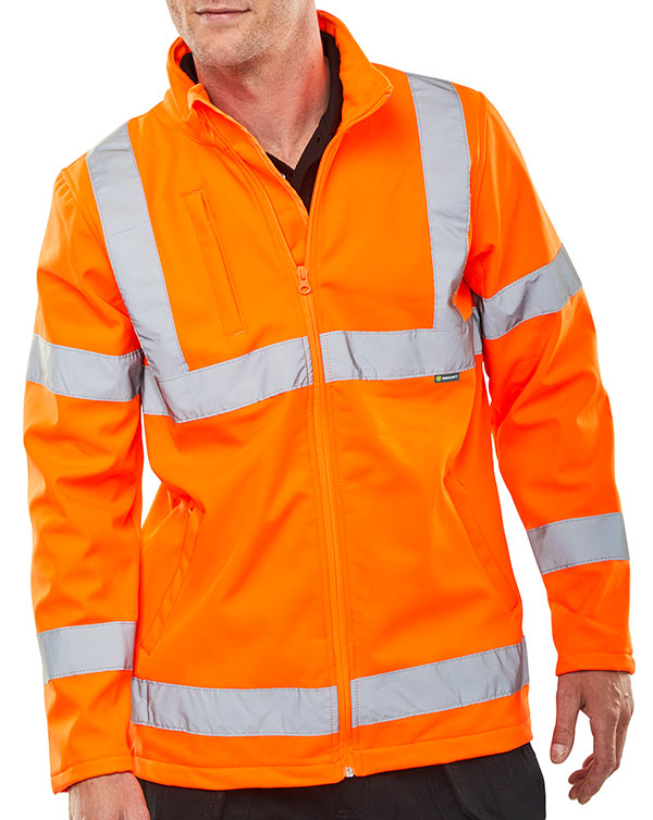 Beeswift Hi-Vis Soft Shell Lightweight Rail Spec Jacket Orange