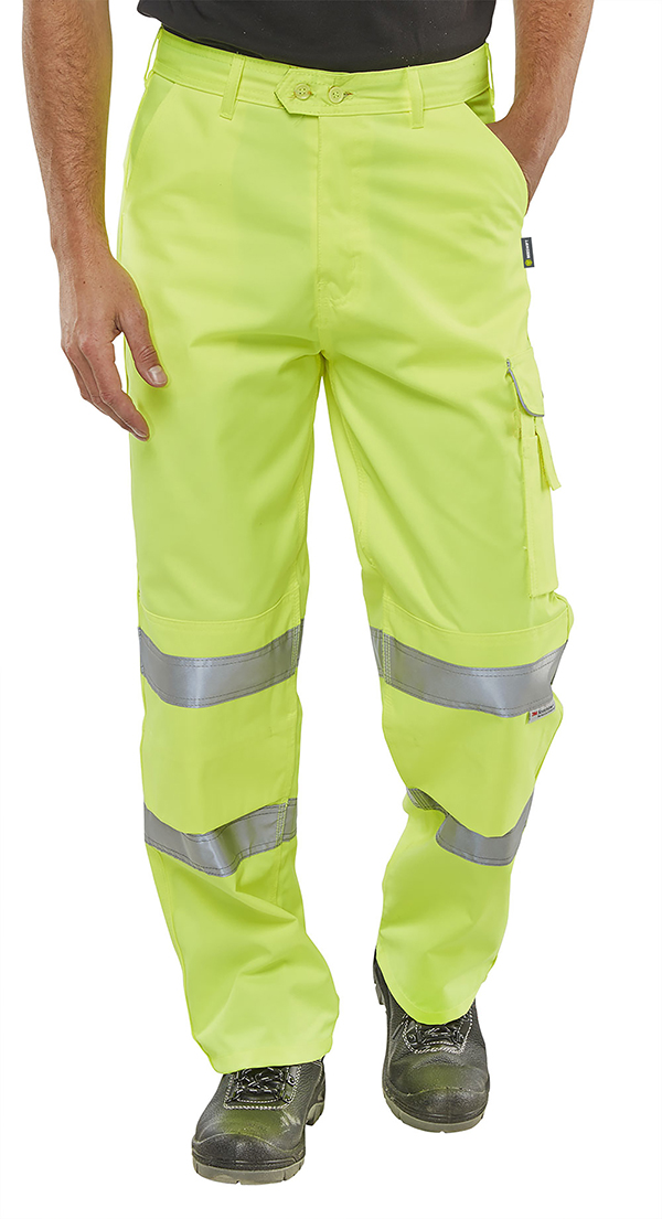 Beeswift Hi-Vis Poly Cotton Trousers Saturn Yellow Beeswift Hi-Vis Poly Cotton Trousers Saturn Yellow