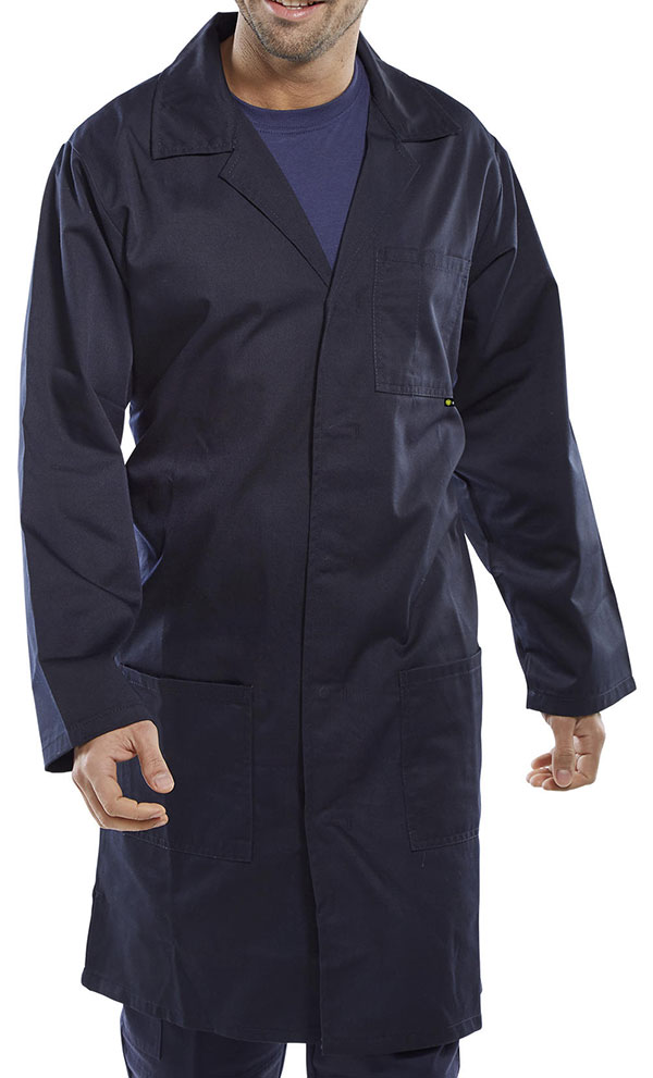 Beeswift Poly Cotton Warehouse Coat Navy Blue