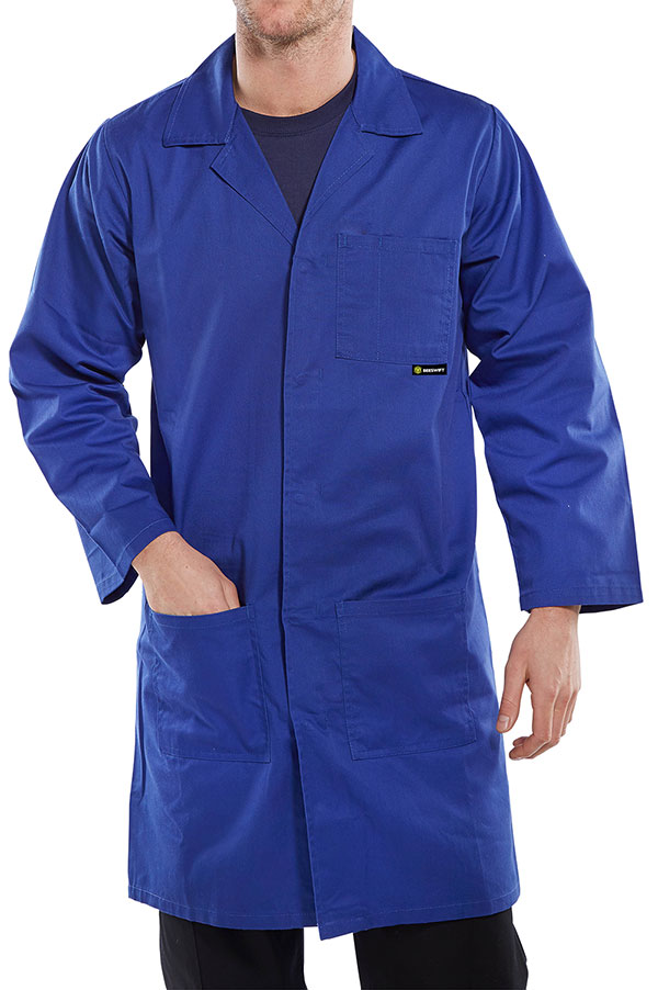 Beeswift Poly Cotton Warehouse Coat Royal Blue