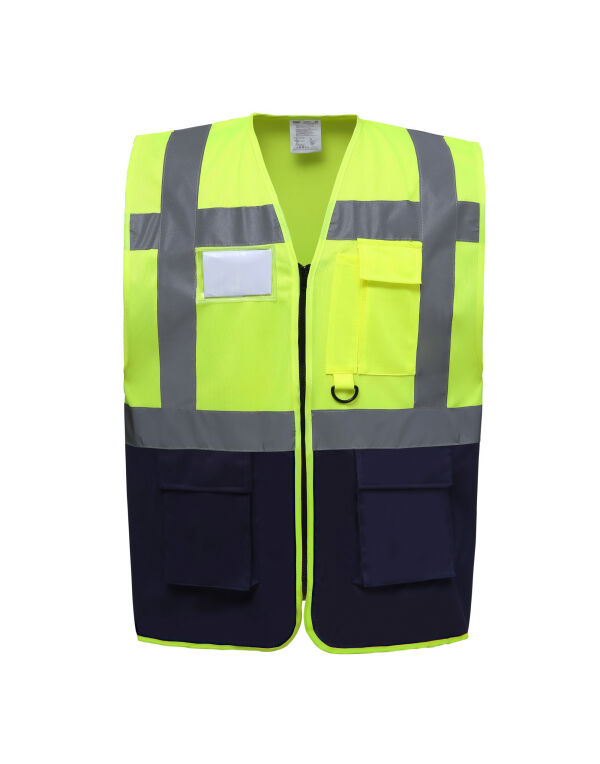HVW801 Yoko Hi-Vis Executive Waistcoat Hi-Vis Yellow/Navy