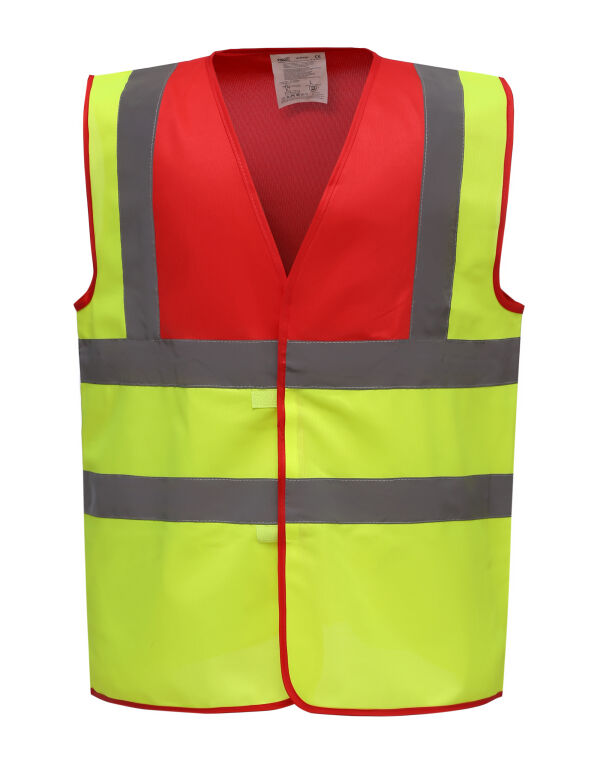 HVW100TT Yoko Two Tone Class 1 Waistcoat Red/Hi Vis Yellow
