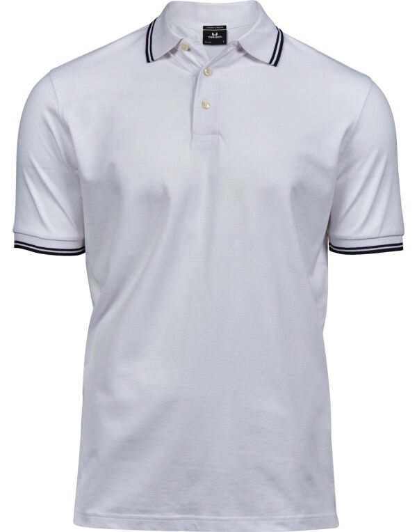 TJ1407 Tee Jays Men’s Luxury Stripe Stretch Polo White/Navy
